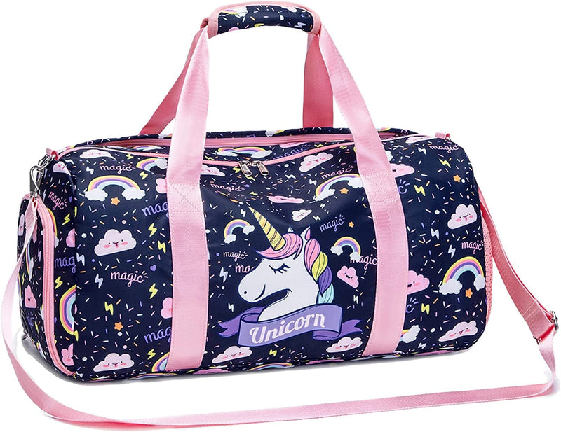 Dance Bag Girls Small Duffle Bag for Kids - Sleepover Overnight Weekender Bag Kids Gym Gymnastics Bag -Duffle Bag for Travel with Shoe Compartment and Wet Pocket/Unicorn Print Home & Garden > Household Supplies > Storage & Organization Jumpopack UNICORN PINK  