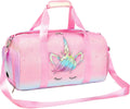 Dance Bag Girls Small Duffle Bag for Kids - Sleepover Overnight Weekender Bag Kids Gym Gymnastics Bag -Duffle Bag for Travel with Shoe Compartment and Wet Pocket/Unicorn Print Home & Garden > Household Supplies > Storage & Organization Jumpopack glitter purple  