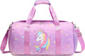 Dance Bag Girls Small Duffle Bag for Kids - Sleepover Overnight Weekender Bag Kids Gym Gymnastics Bag -Duffle Bag for Travel with Shoe Compartment and Wet Pocket/Unicorn Print Home & Garden > Household Supplies > Storage & Organization Jumpopack crown unicorn purple  