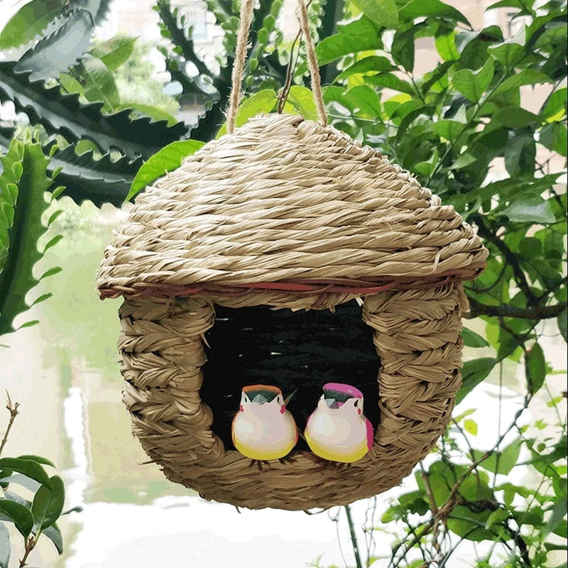 DAPERCI Bird Cage Creative Birdcage Straw Bird Nest Large, Hanging Bird House,Bird Cage Accessory,Hideaway Cave Bed for Most Birds and Small Animals-Brown Bird Cage Accessories Birdcages Animals & Pet Supplies > Pet Supplies > Bird Supplies > Bird Cages & Stands DAPERCI   