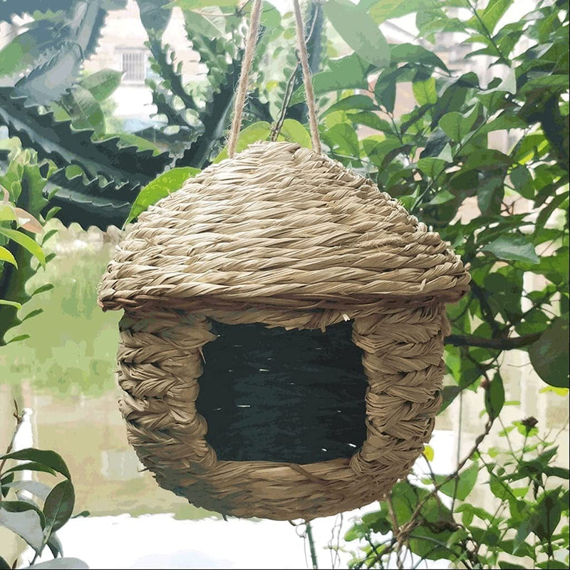 DAPERCI Bird Cage Creative Birdcage Straw Bird Nest Large, Hanging Bird House,Bird Cage Accessory,Hideaway Cave Bed for Most Birds and Small Animals-Brown Bird Cage Accessories Birdcages Animals & Pet Supplies > Pet Supplies > Bird Supplies > Bird Cages & Stands DAPERCI   