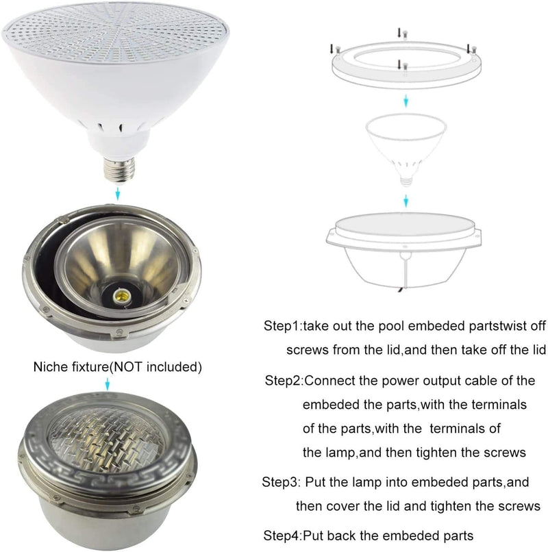 Darineey 120V Pool Led Bulb for Inground Swimming Pool 40W Color Changing Led Pool Light with Remote Control Super Bright LED RGB Pool Bulb for Pentair & Hayward Light Fixture E26 Base Home & Garden > Pool & Spa > Pool & Spa Accessories Shenzhen Jinxisheng Electronics Co. , Ltd   
