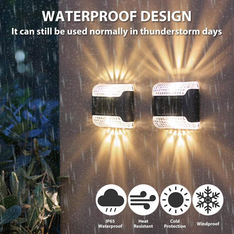 DARUOAND A2B 4 Pack Solar Wall Lights up and down Fence Lights IP65 Waterproof LED Solar Powered Lights Wireless Solar Security Lamps for Garden Patio Outdoor Decoration A2B Home & Garden > Lighting > Lamps DARUOAND   