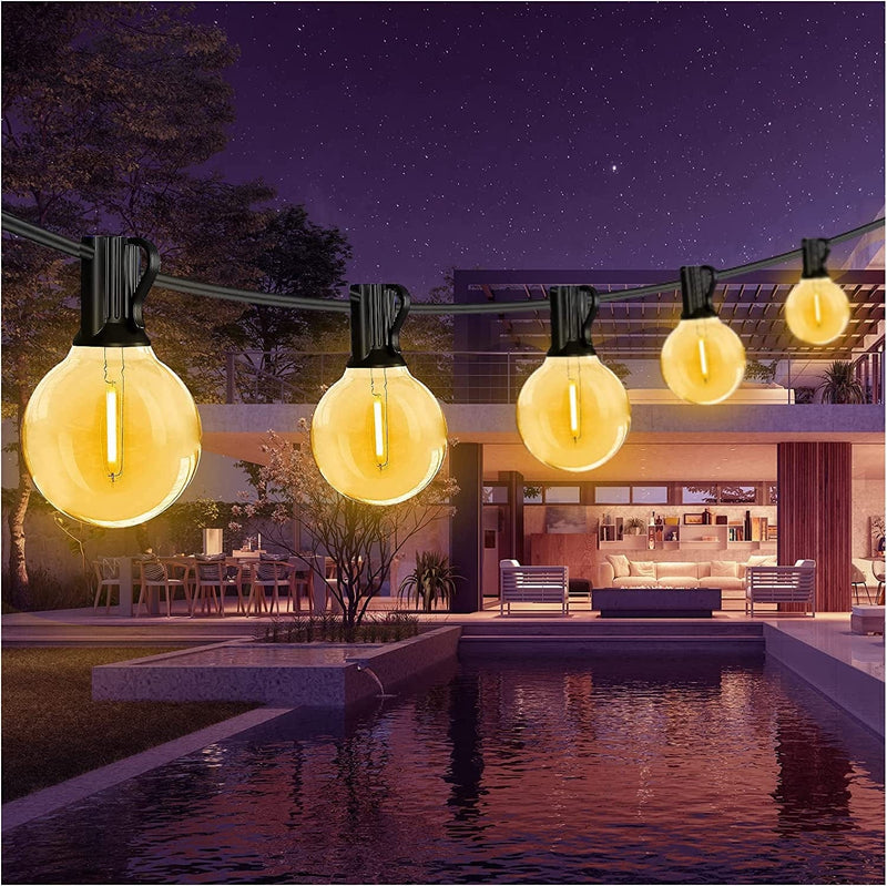 DAYBETTER 50Ft Outdoor String Lights Waterproof, G40 Globe Led Patio Lights with 25 Edison Vintage Bulbs, Connectable Outdoor Lights for Yard Porch Bistro Home & Garden > Lighting > Light Ropes & Strings DAYBETTER Black 200FT 