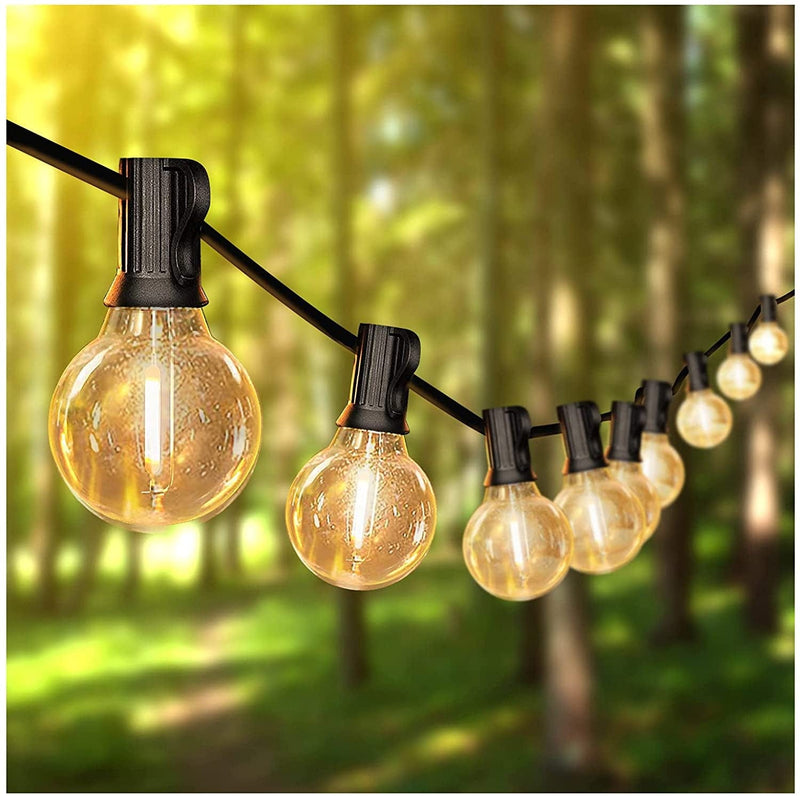 DAYBETTER 50Ft Outdoor String Lights Waterproof, G40 Globe Led Patio Lights with 25 Edison Vintage Bulbs, Connectable Outdoor Lights for Yard Porch Bistro Home & Garden > Lighting > Light Ropes & Strings DAYBETTER Black 100FT 