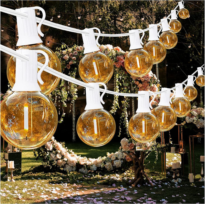DAYBETTER 50Ft Outdoor String Lights Waterproof, G40 Globe Led Patio Lights with 25 Edison Vintage Bulbs, Connectable Outdoor Lights for Yard Porch Bistro Home & Garden > Lighting > Light Ropes & Strings DAYBETTER White 50FT 
