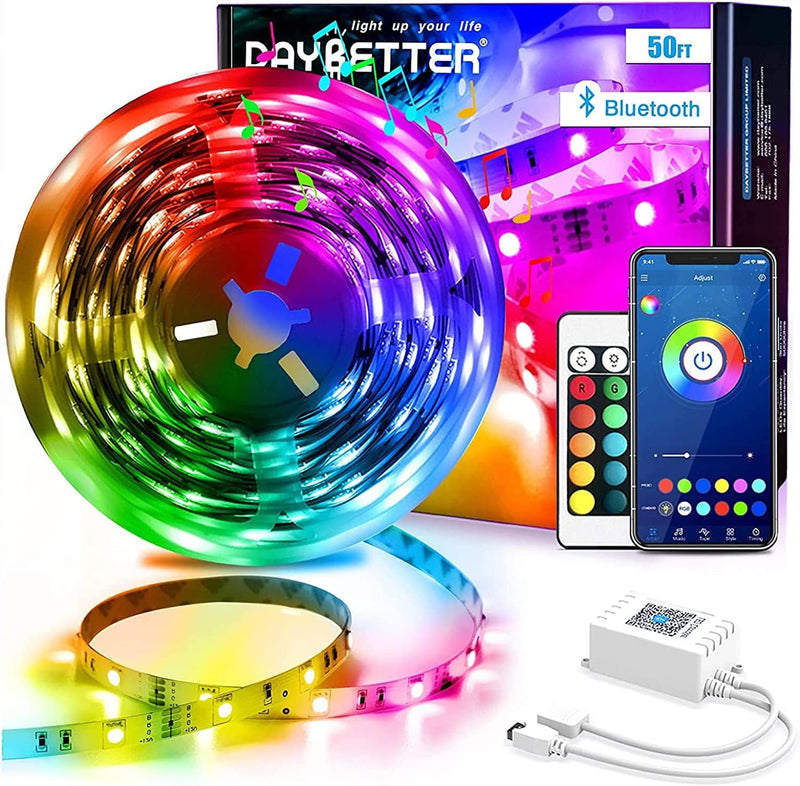 DAYBETTER Led Strip Lights 50Ft Smart Light Strips with App Control Remote, 5050 RGB Led Lights for Bedroom, Music Sync Color Changing Lights for Room Party Home & Garden > Lighting > Light Ropes & Strings DAYBETTER Multicolor 50.0 Feet 