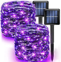 Dazzle Bright 2 Pack Solar String Lights Outdoor, 39.4 FT 120 LED Solar Powered Waterproof Fairy Lights 8 Modes, Copper Wire Lights for Christmas Patio Party Tree Yard Decoration (Warm White) Home & Garden > Lighting > Light Ropes & Strings Dazzle Bright Purple  