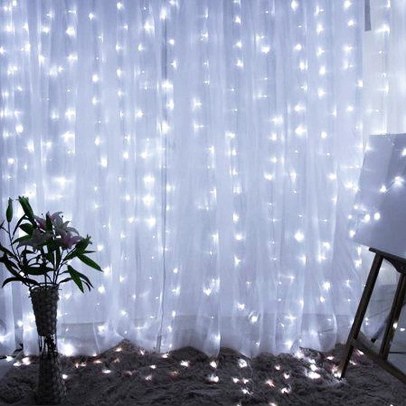Dazzle Bright Curtain String Lights, 300 LED 9.8Ft X9.8Ft Warm White Fairy Lights with 8 Lighting Modes, Waterproof Lights for Bedroom Christmas Party Wedding Home Garden Wall Decor Home & Garden > Lighting > Light Ropes & Strings Dazzle Bright White  
