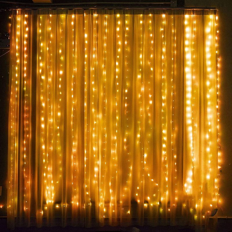 Dazzle Bright Curtain String Lights, 300 LED 9.8Ft X9.8Ft Warm White Fairy Lights with 8 Lighting Modes, Waterproof Lights for Bedroom Christmas Party Wedding Home Garden Wall Decor Home & Garden > Lighting > Light Ropes & Strings Dazzle Bright   