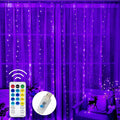 Dazzle Bright Curtain String Lights, 300 LED 9.8Ft X9.8Ft Warm White Fairy Lights with 8 Lighting Modes, Waterproof Lights for Bedroom Christmas Party Wedding Home Garden Wall Decor Home & Garden > Lighting > Light Ropes & Strings Dazzle Bright Purple  