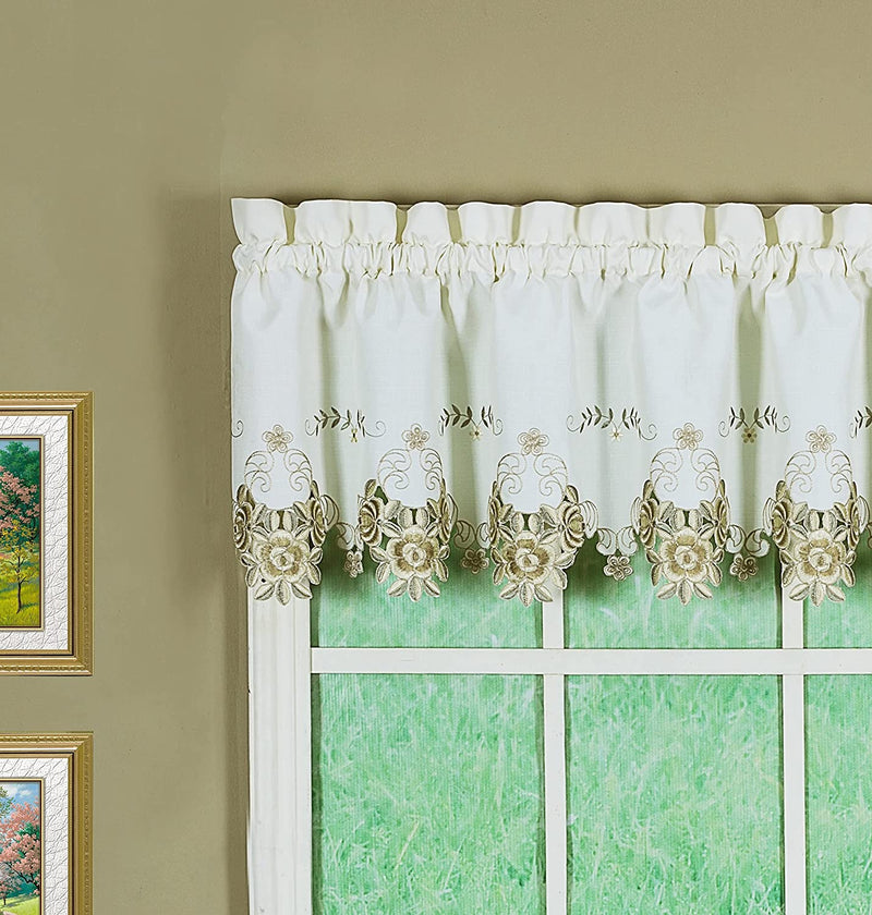 Today'S Curtain Verona Reverse Embroidery Tie-Up Shade, 63", Ecru/Rose Home & Garden > Decor > Window Treatments > Curtains & Drapes Today's Curtain Ecru/Antiqu Valance 60"W X 14"L 