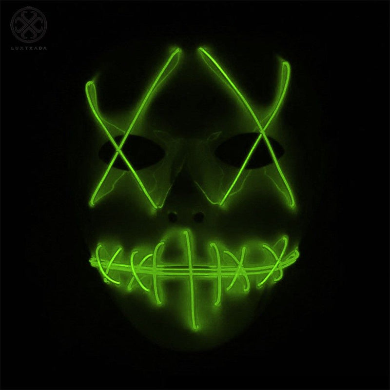 Luxtrada Halloween LED Glow Mask EL Wire Light up the Purge Movie Costume Party +AA Battery (Yellow) Apparel & Accessories > Costumes & Accessories > Masks Luxtrada Fluorescent Green