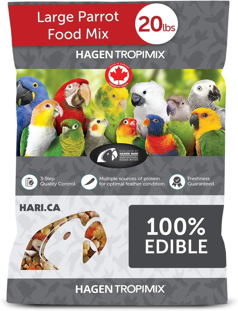 Hari Tropimix Bird Food, Hagen Large Parrot Food with Seeds, Fruit, Nuts, Vegetables, Grains, and Legumes, Enrichment Food, 4 Lb Bag