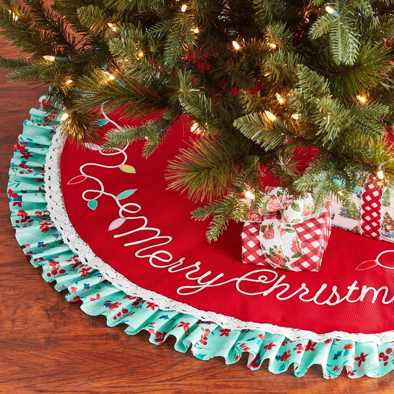 The Pioneer Woman Red Knit Polyester Christmas Tree Skirt, 48"X 48" Home & Garden > Decor > Seasonal & Holiday Decorations > Christmas Tree Skirts Dyno Seasonal Solutions   