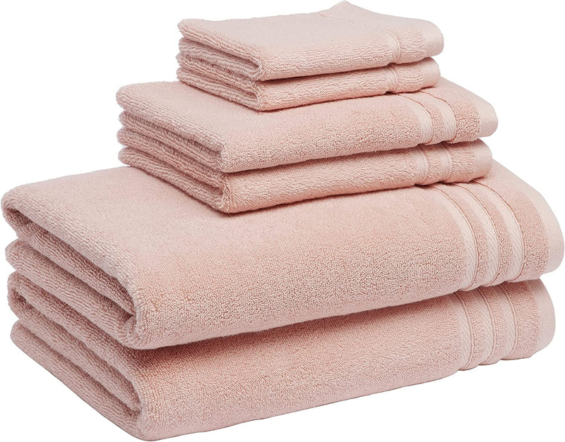 Cotton Bath Towels, Made with 30% Recycled Cotton Content - 2-Pack, White Home & Garden > Linens & Bedding > Towels KOL DEALS Pink 6-Piece Set 