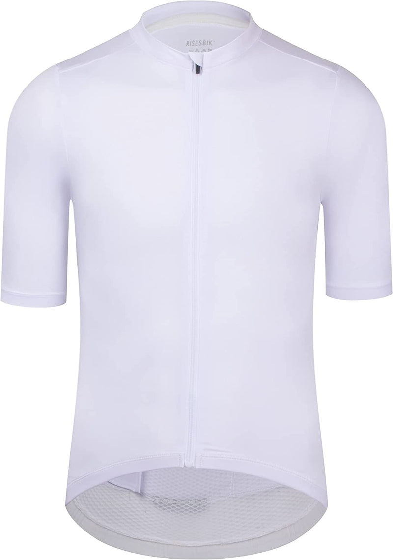RISESBIK Men'S Cycling Jersey Zipper Pocket Short Sleeve Lightweight Aero Race Fit Bike Jersey, UPF 50+ Biking Cycling Shirt