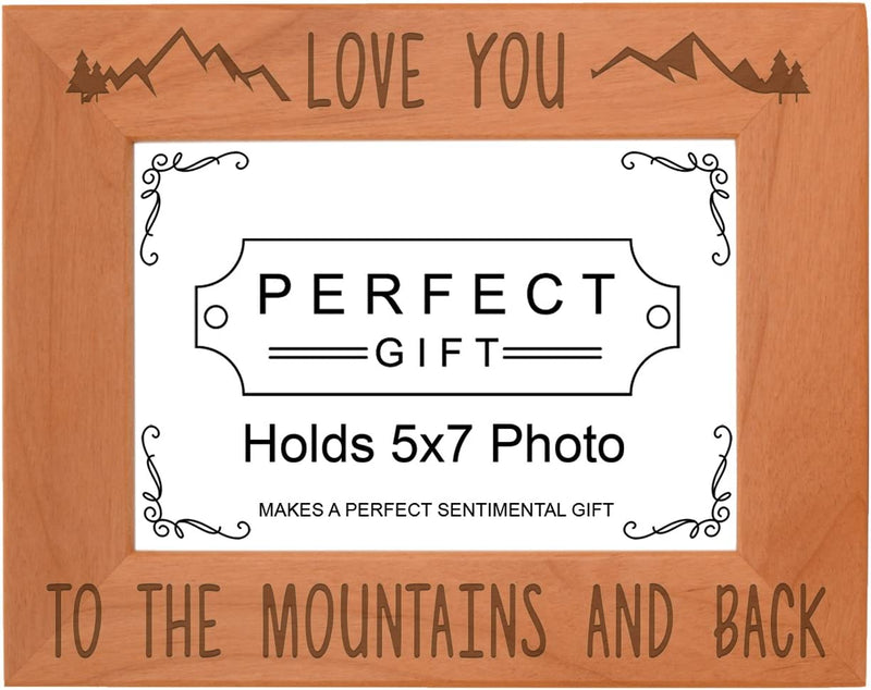 Mountain Photo Frame Love You to the Mountains Back Wood Engraved 5X7 Landscape Picture Frame Home & Garden > Decor > Picture Frames ThisWear 5x7 Landscape  