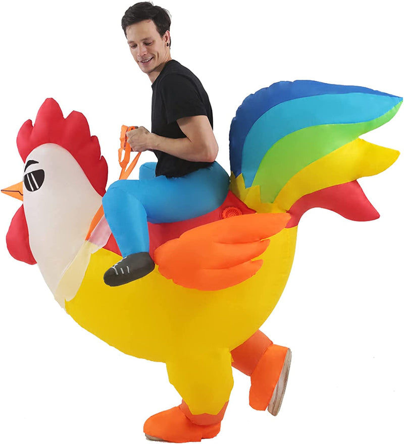 KOOY Inflatable Costume Adult Rooster Ride on Chicken Costume,Halloween Costumes Blow up Costumes