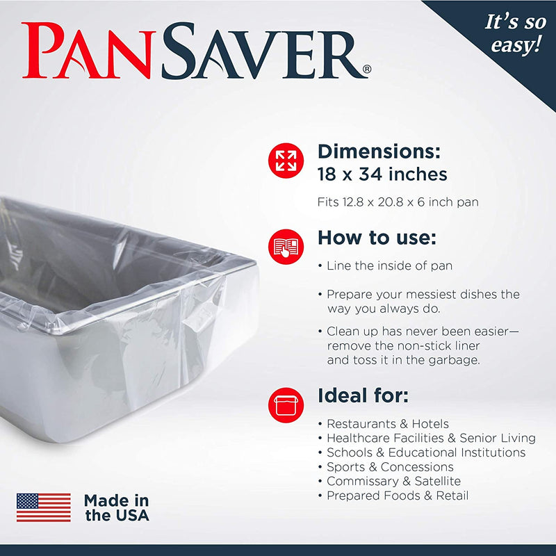 Pansaver 42002 Ovenable Pan Liners, Clear Disposable Liner Bags, 6-Inch Deep Full Size (50 Liners), Transparent Home & Garden > Kitchen & Dining > Cookware & Bakeware PanSaver   