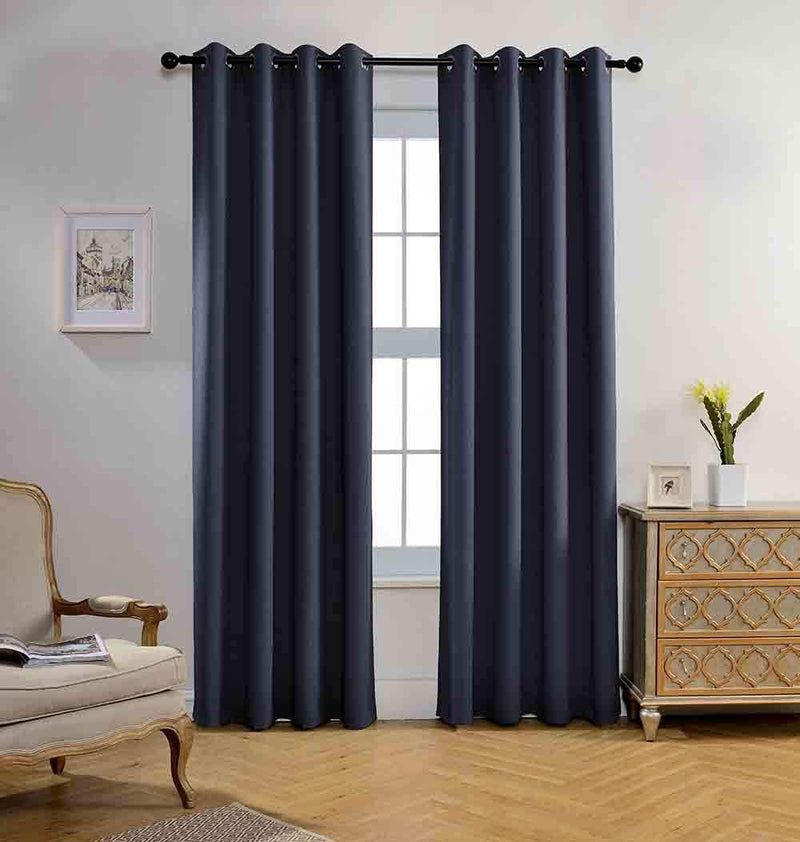 Miuco Room Darkening Texture Thermal Insulated Blackout Curtains for Bedroom 1 Pair 52X63 Inch Black Home & Garden > Decor > Window Treatments > Curtains & Drapes MIUCO Navy Blue 52x84 inch 