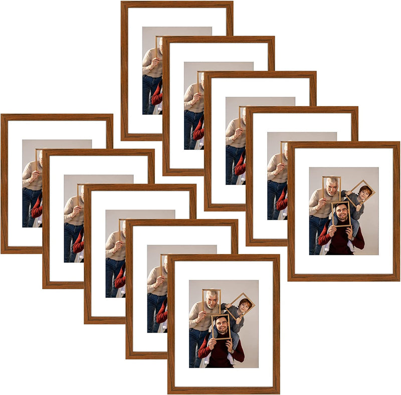 Golden State Art, 8X10 White Picture Frame Made of 100% Solid Pine Wood and Tempered Glass, Display for 8X10 Picture without Mat (Windows 7.5X9.5 Inch)-Table Top or Wall Display, 1 Pack Home & Garden > Decor > Picture Frames Golden State Art Brown 11x14 (10 Pack) 