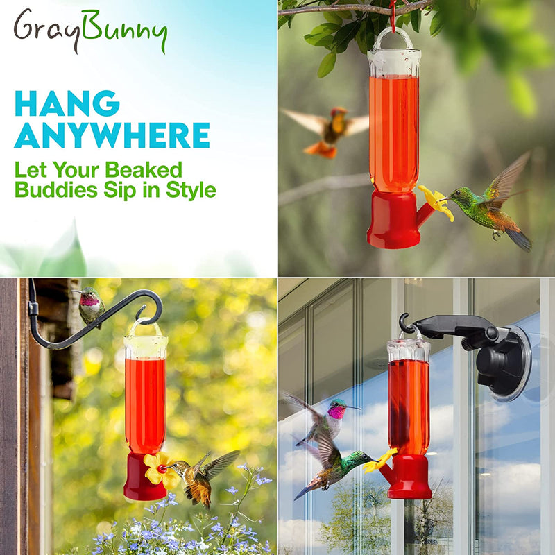 Gray Bunny Hummingbird Feeder, 4 Pack Hummingbird Feeders for Outdoor Hanging, 4 Feeding Stations with Hanging Wires, 9.2 Ounces Total Animals & Pet Supplies > Pet Supplies > Bird Supplies > Bird Cage Accessories > Bird Cage Food & Water Dishes Gray Bunny   