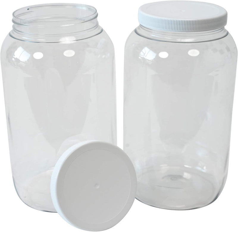CSBD 32 Oz Clear Plastic Mason Jars with Ribbed Liner Screw on Lids, Wide Mouth, ECO, BPA Free, PET Plastic, Made in USA, Bulk Storage Containers, 4 Pack (32 Ounces) Home & Garden > Decor > Decorative Jars CSBD 2 1 Gallon 