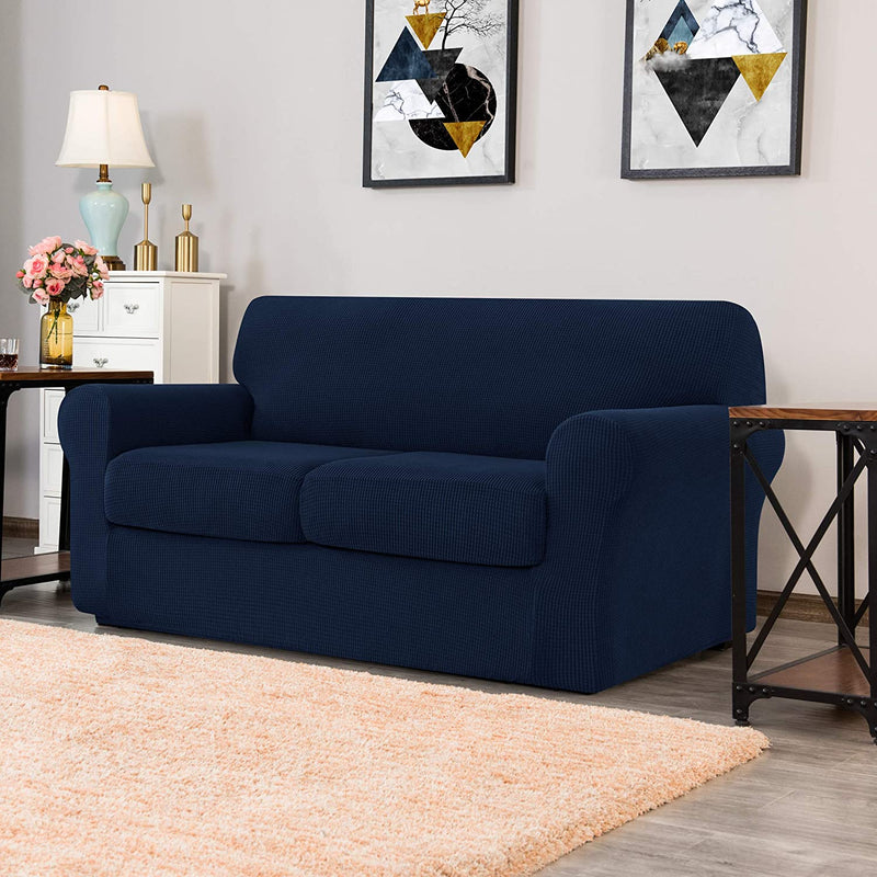 Hokway Couch Cover for 2 Cushion Couch 3 Piece Stretch Sofa Slipcovers with Separate Cushion for 2 Seater Couch Furniture Covers for Kids and Pets in Living Room(Medium,Dark Blue) Home & Garden > Decor > Chair & Sofa Cushions Hokway   