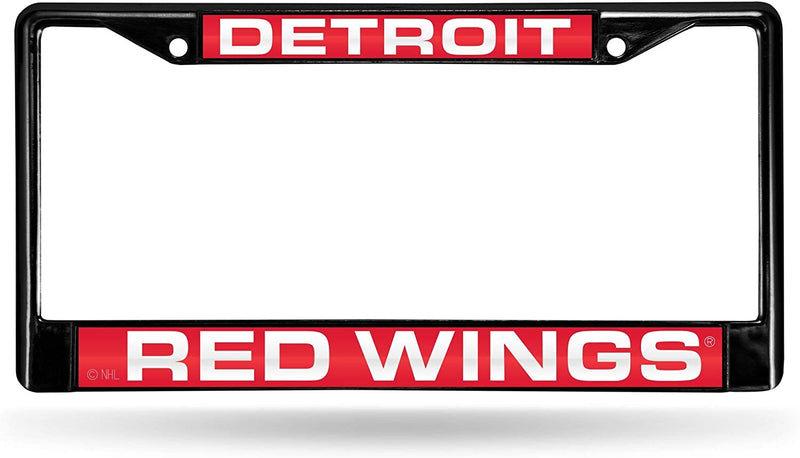 Rico Industries NHL Black Laser Cut Chrome Frame 12" X 6" Black Laser Cut Chrome Frame - Car/Truck/Suv Automobile Accessory Sporting Goods > Outdoor Recreation > Winter Sports & Activities Rico Industries Detroit Red Wings  