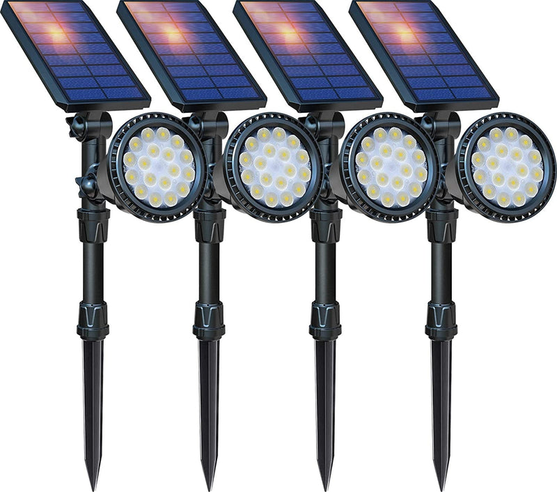 DBF Solar Outdoor Lights Upgraded, 18 LED Waterproof Solar Landscape Lights Solar Spotlight Wall Light Auto On/Off Landscape Lighting for Garden Yard Pathway Pool Area, Pack of 4 (Cool White) Home & Garden > Lighting > Flood & Spot Lights DBF Cool White 4 Pack 