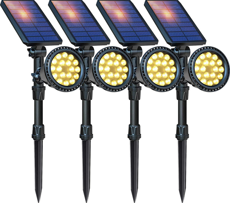 DBF Solar Outdoor Lights Upgraded, 18 LED Waterproof Solar Landscape Lights Solar Spotlight Wall Light Auto On/Off Landscape Lighting for Garden Yard Pathway Pool Area, Pack of 4 (Cool White) Home & Garden > Lighting > Flood & Spot Lights DBF Warm White 4 Pack 