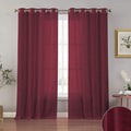 Melodieux Black Linen Textured Semi Sheer Curtains 84 Inches Long for Living Room Bedroom Rustic Flax Linen Grommet Voile Drapes, 52 by 84 Inch (2 Panels) Home & Garden > Decor > Window Treatments > Curtains & Drapes Melodieux Burgundy 52x63 Inch 