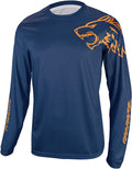 Men'S Mountain Bike Shirts Long Sleeve MTB Off-Road Motocross Jersey Quick Dry&Moisture-Wicking Sporting Goods > Outdoor Recreation > Cycling > Cycling Apparel & Accessories Wisdom Leaves Dark Blue 3X-Large 