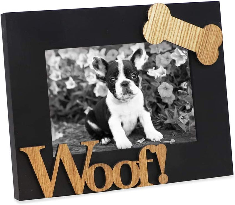 Isaac Jacobs Black Wood Sentiments Dog “Woof!” Picture Frame, 5X7 Inch with Mat, Photo Gift for Pet Dog, Puppy, Display on Tabletop, Desk (Black, 5X7 (Matted 4X6)) Home & Garden > Decor > Picture Frames Isaac Jacobs International Black 4x6 