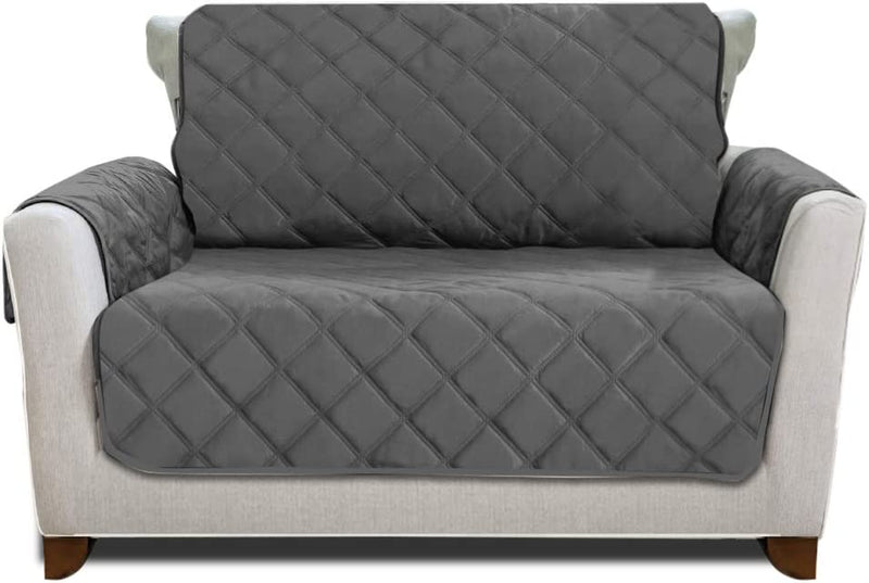 MIGHTY MONKEY Patented Sofa Slipcover, Reversible Tear Resistant Soft Quilted Microfiber, XL 78” Seat Width, Durable Furniture Stain Protector with Straps, Washable Couch Cover, Chevron Navy White Home & Garden > Decor > Chair & Sofa Cushions MIGHTY MONKEY Charcoal/Light Gray Large Chair 