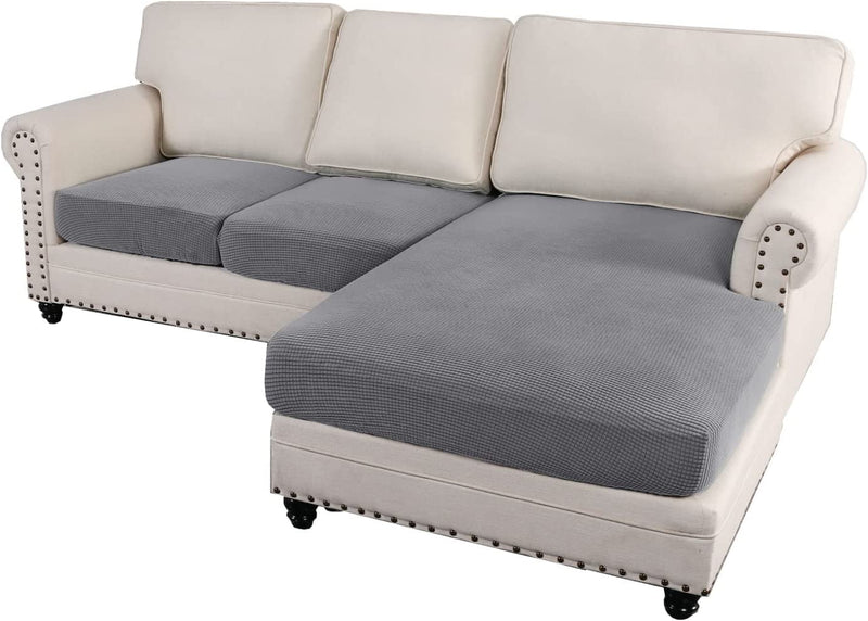 H.VERSAILTEX Sectional Couch Covers 3 Pieces Sofa Seat Cushion Covers L Shape Separate Cushion Couch Chaise Cover Elastic Furniture Protector for Both Left/Right Sectional Couch (3 Seater, Grey) Home & Garden > Decor > Chair & Sofa Cushions H.VERSAILTEX Dove 3 Seater 