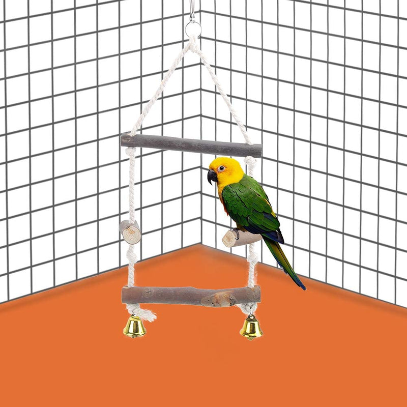 Wooden Swing Perch Standing Rack Cotton Rope Hanging Biting Chewing Playing Bird Toy Parrots Supplies Accessory Easy to Use Animals & Pet Supplies > Pet Supplies > Bird Supplies GFRGFH   