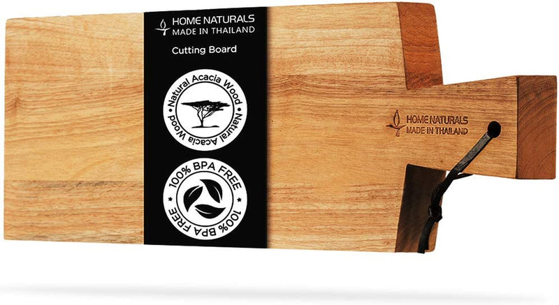 Home Naturals Cutting Board - Acacia Wood Chopping, Cheese, Charcuterie Block with Side Handle - Kitchen Cooking Tools - Hard & Thick Wooden Food Prep & Serving Tray - 15 X 10.2 X 1 In Home & Garden > Kitchen & Dining > Kitchen Tools & Utensils Home Naturals 18.9"x 6.3" x 1"  