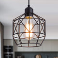 Q&S Black Industrial Basket Cage Hanging Pendant Light Fixtures with Plug in Cord 15.1FT On/Off Switch for Kitchen Living Room Camper Bedroom Sink Included LED Bulb Home & Garden > Lighting > Lighting Fixtures aideng Black Pendant Light  