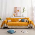 EAVD Boho Couch Cover Beige Sectional Couch Cover Durable Chenille Couch Cover with Lace Edge Solid Couch Protectors from Cats Dogs Scratching Sofa Couch Cover for 2 Cushion Couch(71"X118",Beige) Home & Garden > Decor > Chair & Sofa Cushions EAVD Yellow#waterproof X-Large(71"x 134") 