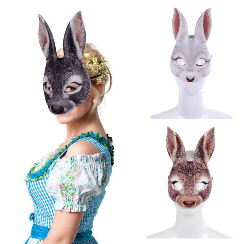 Lovebay Women Men Half Face Ribbit Mask Halloween Cosplay Animal Party Masquerade Carnival Masks Props Apparel & Accessories > Costumes & Accessories > Masks Lovebay Black  