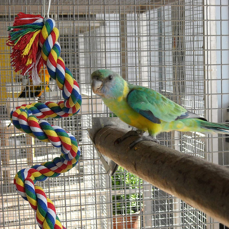 Bird Rope Perch, Colorful Rotate Cotton Rope Bird Perch Stand, Rope Bungee Bird Toy for Parakeets Cockatiels, Conures, Parrots, Love Birds Animals & Pet Supplies > Pet Supplies > Bird Supplies zhuohai   
