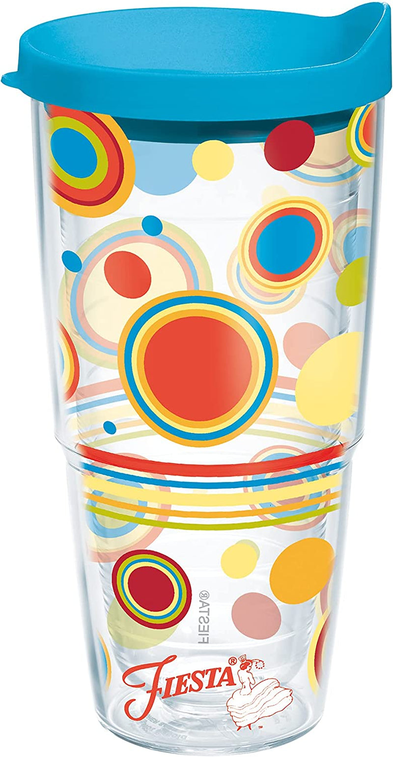 Tervis Made in USA Double Walled Fiesta Insulated Tumbler Cup Keeps Drinks Cold & Hot, 16Oz - 4Pk, Poppy Dots Home & Garden > Kitchen & Dining > Tableware > Drinkware Tervis Classic - Lidded 24oz 