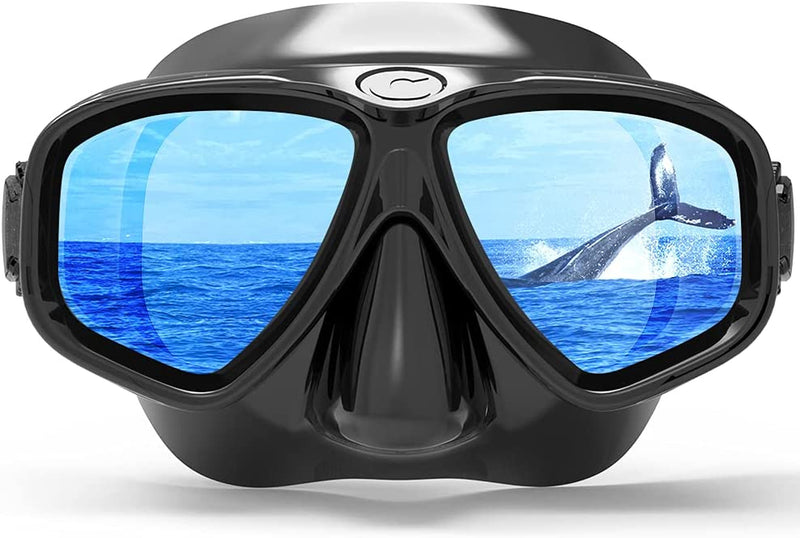 COPOZZ Youth Scuba Mask, Low Volume No Fogging Snorkeling Scuba Dive Glasses, Seal Free Diving Tempered Glass Mask Goggles, Swimming Scuba Dive Snorkeling Swim Mask Diving Goggles Mask for Men Women Sporting Goods > Outdoor Recreation > Boating & Water Sports > Swimming > Swim Goggles & Masks COPOZZ A-Black  