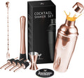 KITESSENSU Black Cocktail Shaker Set Drink Mixer | 10-Piece Bartender Kit: 24 Ounce Margarita Shaker, Double Jigger, Muddler, 4 Liquor Pourers, Alcohol Mixer Spoon, Velvet Bag, Recipes Booklet