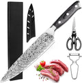 Kitchen Knife 5-Piece Set, Star Titanium Kitchen Knife High Carbon Stainless Steel Kitchen Knife Set, Ergonomic Handle Non-Stick Coating Knife for Christmas Gifts Home & Garden > Kitchen & Dining > Kitchen Tools & Utensils > Kitchen Knives Hysenss Chef Knife 3 PCS 