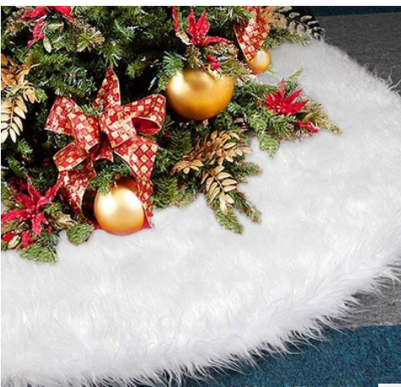 Christmas Tree Skirt with LED, 30.7/ 35.4/ 48Inch White Christmas Tree Skirt, High-End Soft Classic Fluffy Faux Fur Tree Skirt for Xmas Tree Decorations and Ornaments Home & Garden > Decor > Seasonal & Holiday Decorations > Christmas Tree Skirts Novashion 30.7inch (with LED)  