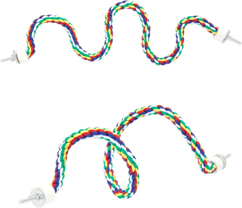 Zodaca Colorful Bird Rope Perch for Parrots Playing, Chewing or Preening (35 In, 2 Pack) Animals & Pet Supplies > Pet Supplies > Bird Supplies Juvo Plus   