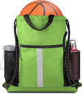 Drawstring Backpack Sports Gym Bag with Shoe Compartment and Two Water Bottle Holder Home & Garden > Household Supplies > Storage & Organization BeeGreenbags Lime 16" x 19.5" 